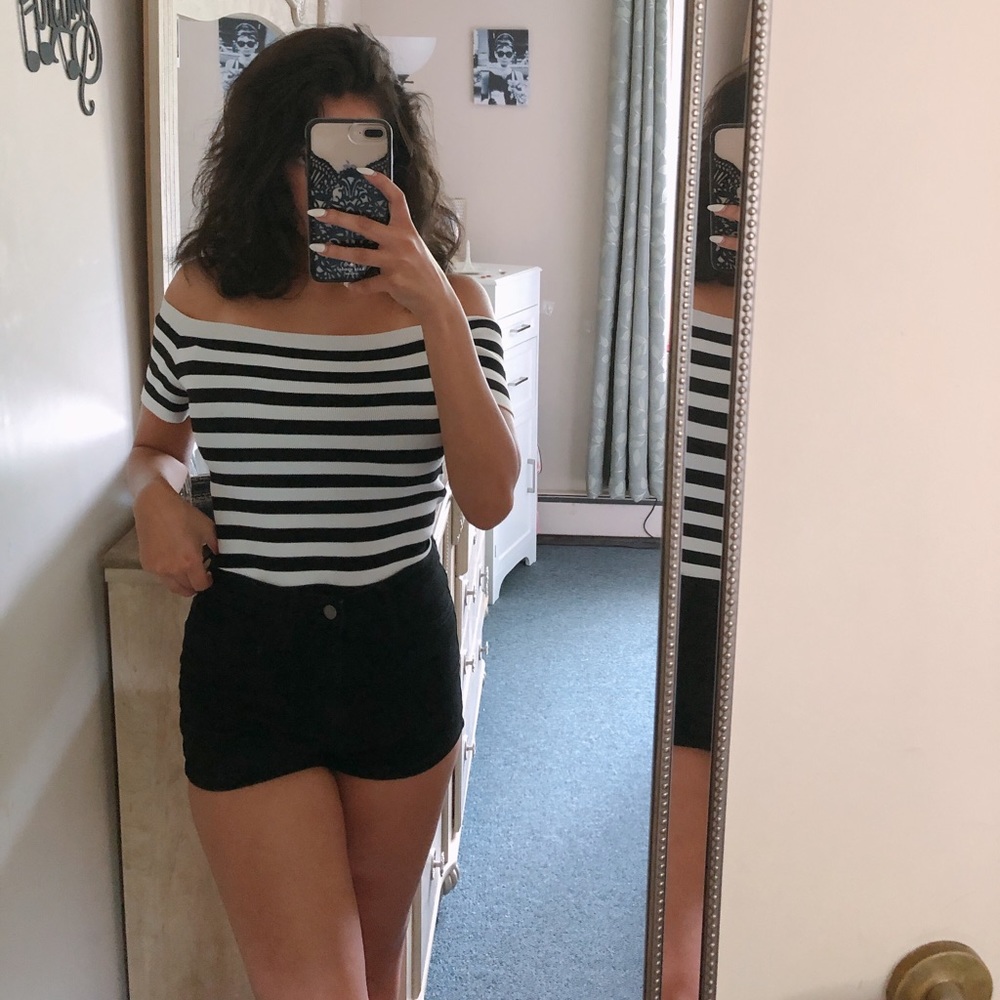 F21 Black and White Striped Top